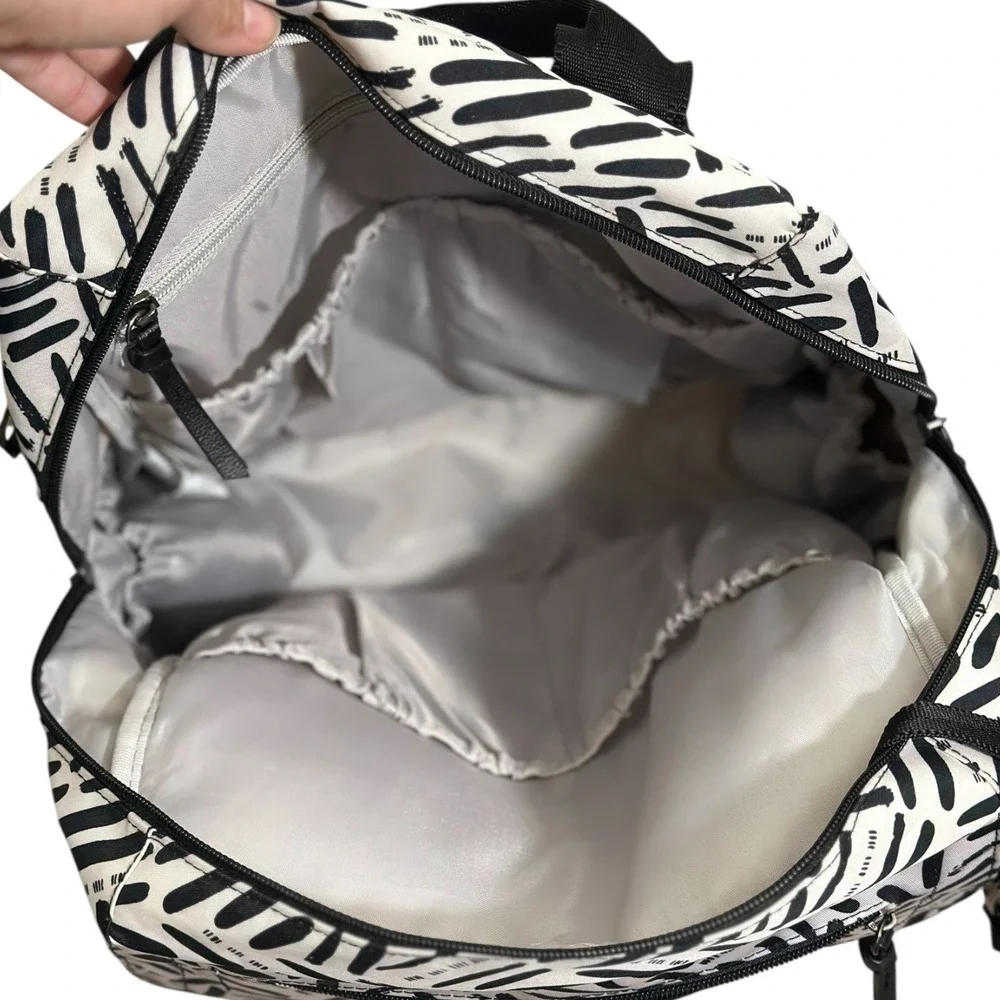 Jujube Zealous Backpack Black White Abstract Brushstroke Diaper Bag Travel Pouch